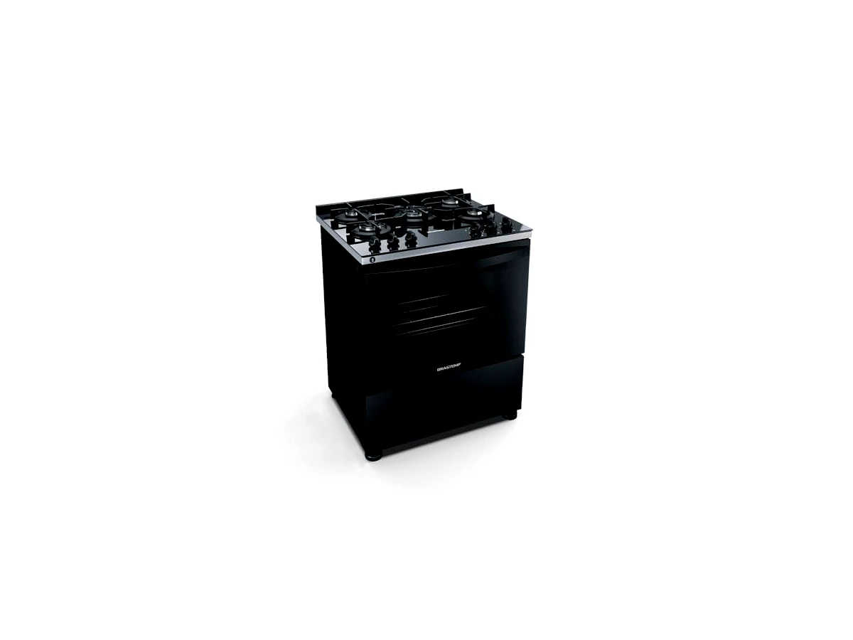 Fogão Brastemp 5 Bocas Preto com Mesa de Vidro e Turbo Chama BFS5VCE