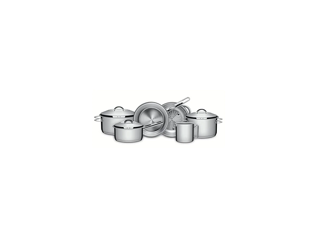 Jogo de Panelas Tramontina Solar em Aço Inox com Fundo Triplo 6 Peças